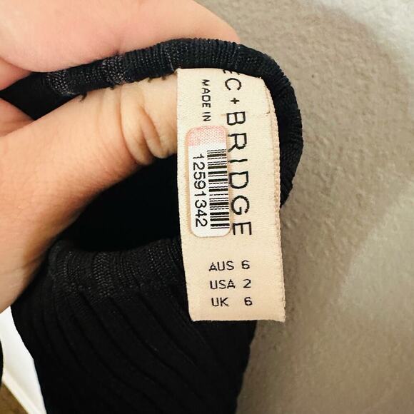 Bec + Bridge Black Middle Cutout High Neck Instinct Ribbed Midi Dress Size M - Picture 9 of 14